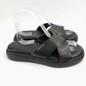 Cole Haan Women's 8.5 Grandpro Rally Criss Cross Slide Sandals Black